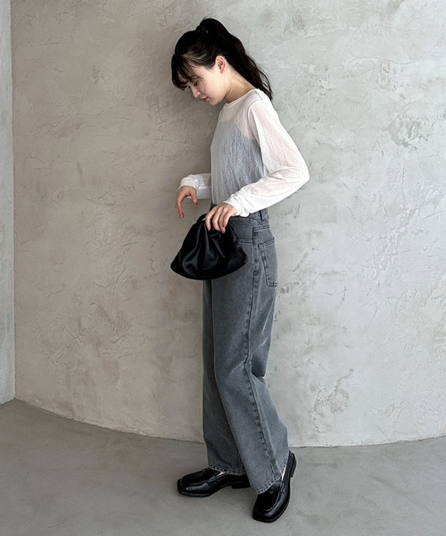 feepur(フェピュール)の「パワーネットスラブシアートップス(Tシャツ/カットソー・レディース・ブルーグレー/ピンク/ブラック/オフホワイト・MEDIUM)」の7枚目の写真