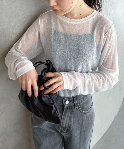 feepur(フェピュール)の「パワーネットスラブシアートップス(Tシャツ/カットソー・レディース・ブルーグレー/ピンク/ブラック/オフホワイト・MEDIUM)」の9枚目の写真