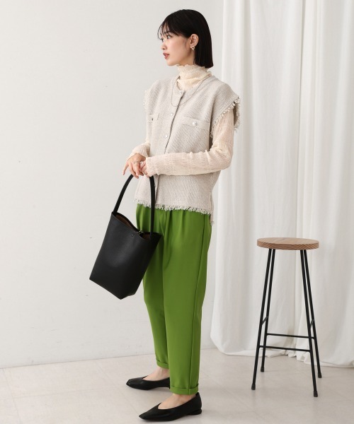 Bou Jeloud（ブージュルード）の「【新定番きれいMEパンツ】【36-40サイズ展開】トラックテーパードパンツ（その他パンツ・レディース・ブラック/グレイッシュベージュ/パープル/ライム・40/38/36）」の6枚目の写真