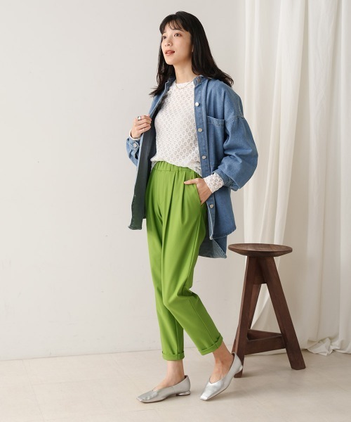 Bou Jeloud（ブージュルード）の「【新定番きれいMEパンツ】【36-40サイズ展開】トラックテーパードパンツ（その他パンツ・レディース・ブラック/グレイッシュベージュ/パープル/ライム・40/38/36）」の5枚目の写真