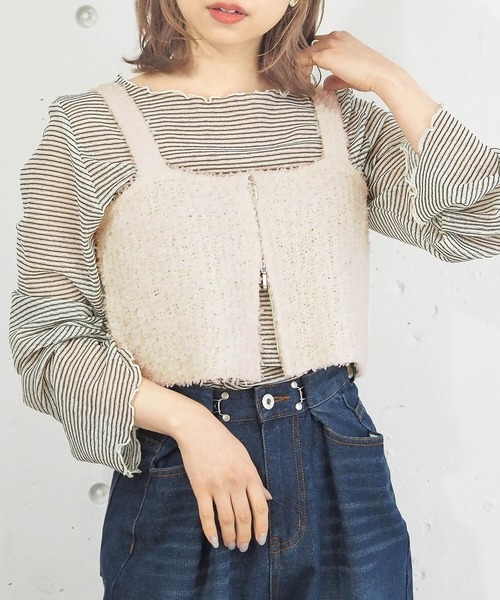 tiptop（ティップトップ）の「アソートダブルZIPビスチェ（ベスト・レディース・アイボリー/ブラック/チャコールグレー/ホワイト系その他/グレー系その他/ブラック系その他/グレー系その他2/ホワイト系その他2・FREE）」の2枚目の写真