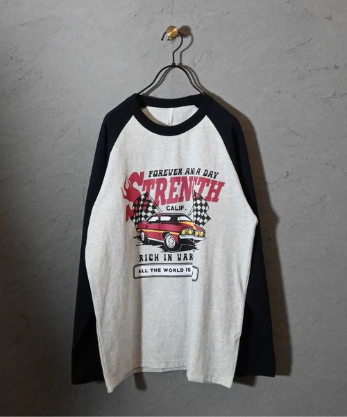 Ritzy(リッツィー)の「16/天竺ラグラン 切り替えプリント Tシャツ(STRENGTH) レディース メンズ(Tシャツ/カットソー・メンズ・アッシュ/ホワイト/ベージュ・LARGE/MEDIUM/X-LARGE)」の21枚目の写真