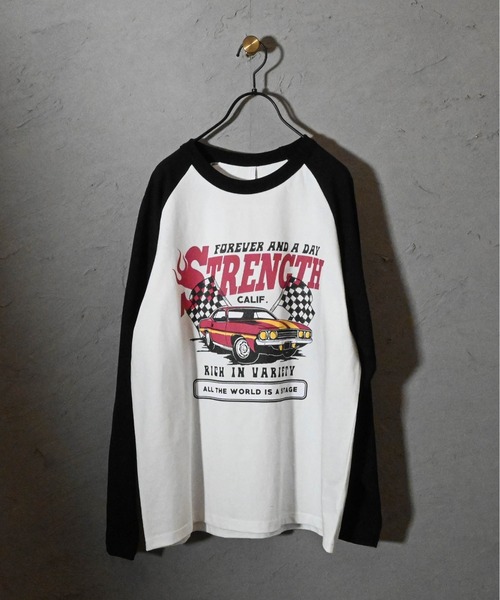 Ritzy(リッツィー)の「16/天竺ラグラン 切り替えプリント Tシャツ(STRENGTH) レディース メンズ(Tシャツ/カットソー・メンズ・アッシュ/ホワイト/ベージュ・LARGE/MEDIUM/X-LARGE)」の20枚目の写真