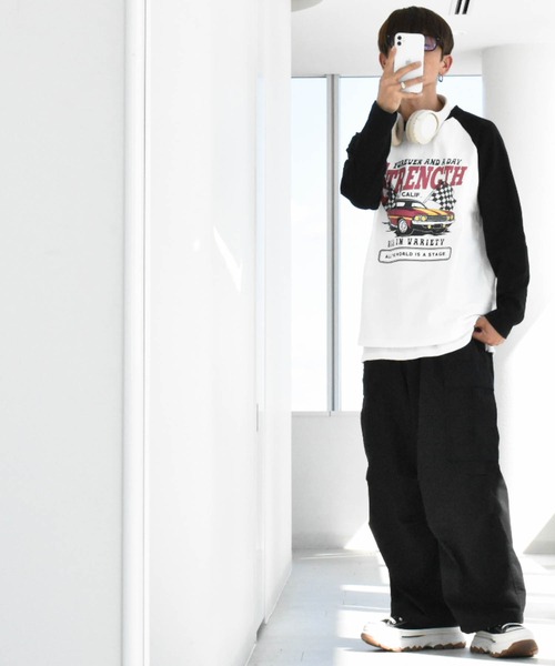 Ritzy(リッツィー)の「16/天竺ラグラン 切り替えプリント Tシャツ(STRENGTH) レディース メンズ(Tシャツ/カットソー・メンズ・アッシュ/ホワイト/ベージュ・LARGE/MEDIUM/X-LARGE)」の11枚目の写真