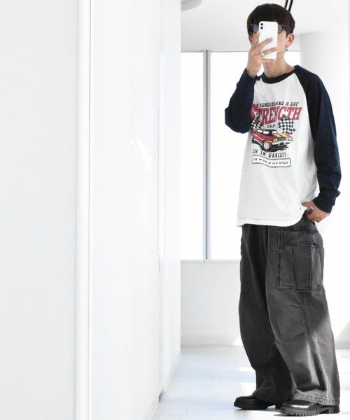 Ritzy(リッツィー)の「16/天竺ラグラン 切り替えプリント Tシャツ(STRENGTH) レディース メンズ(Tシャツ/カットソー・メンズ・アッシュ/ホワイト/ベージュ・LARGE/MEDIUM/X-LARGE)」の17枚目の写真