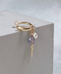 CERCA（チェルカ）の「【 jolie joie 】 2WAY ミル打ちイヤーカフ・天然石チャーム セット(片耳用)（イヤーカフ）」