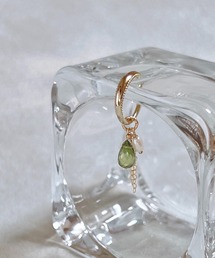 CERCA（チェルカ）の「【 jolie joie 】 2WAY ミル打ちイヤーカフ・天然石チャーム セット(片耳用)（イヤーカフ）」