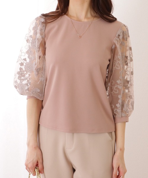 Lace Ladies(レースレディース)の「レース袖 切替え 7分袖 クルーネック プルオーバー(シャツ/ブラウス・レディース・ホワイト/ピンク/ネイビー/ブラック・S/FREE)」の16枚目の写真