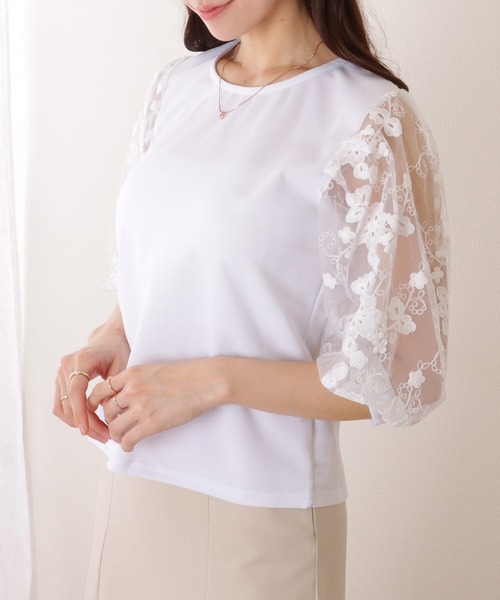 Lace Ladies(レースレディース)の「レース袖 切替え 7分袖 クルーネック プルオーバー(シャツ/ブラウス・レディース・ホワイト/ピンク/ネイビー/ブラック・S/FREE)」の21枚目の写真