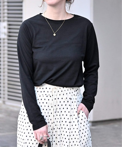 B.C STOCK(ベーセーストック)の「《追加3》シアークルーネックロンT(Tシャツ/カットソー・レディース・ブラック/ピンク/ホワイト・FREE)」の1枚目の写真