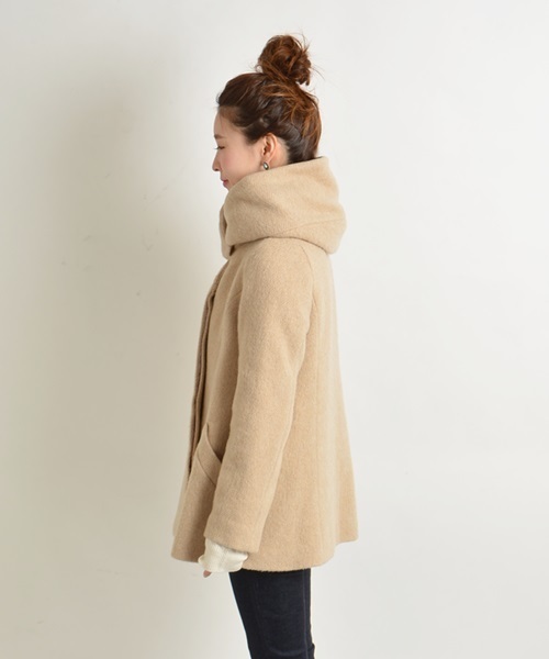 Khaju（カージュ）の「Khaju: フードフレアコート□（その他アウター・レディース・ベージュ/ネイビー・ONE SIZE）」の12枚目の写真