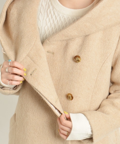 Khaju（カージュ）の「Khaju: フードフレアコート□（その他アウター・レディース・ベージュ/ネイビー・ONE SIZE）」の7枚目の写真