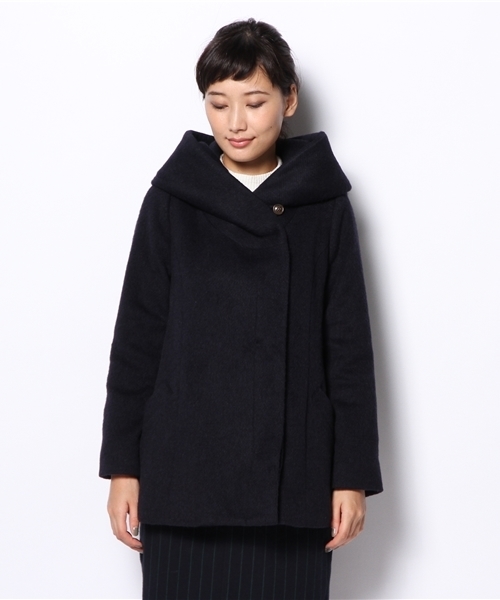 Khaju（カージュ）の「Khaju: フードフレアコート□（その他アウター・レディース・ベージュ/ネイビー・ONE SIZE）」の8枚目の写真