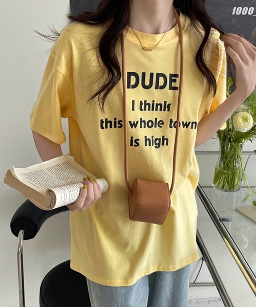 Miniministore（ミニミニストア）の「英字ロゴプリント半袖Tシャツスリット入り（Tシャツ/カットソー・レディース・ホワイト/イエロー/ライトブルー/ミント・L/M/XL）」の13枚目の写真