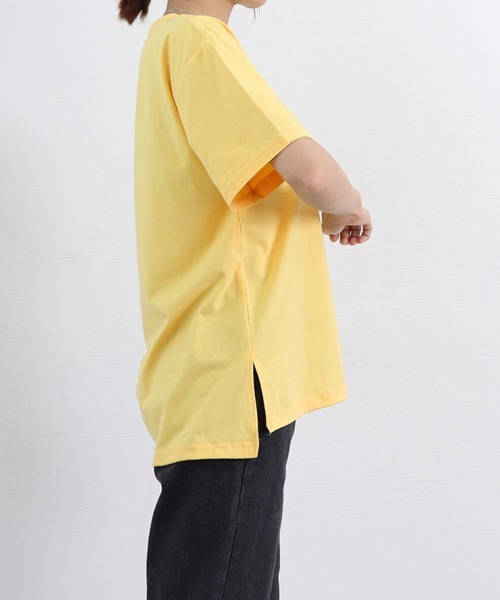 Miniministore（ミニミニストア）の「英字ロゴプリント半袖Tシャツスリット入り（Tシャツ/カットソー・レディース・ホワイト/イエロー/ライトブルー/ミント・L/M/XL）」の16枚目の写真