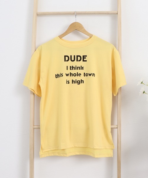 Miniministore（ミニミニストア）の「英字ロゴプリント半袖Tシャツスリット入り（Tシャツ/カットソー・レディース・ホワイト/イエロー/ライトブルー/ミント・L/M/XL）」の19枚目の写真