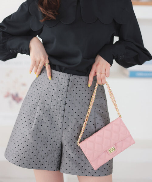 KOBE LETTUCE（コウベレタス）の「ドット刺繍ハイウエストショートパンツ（その他パンツ・レディース・グレー/ブラック/ネイビー・M）」の3枚目の写真