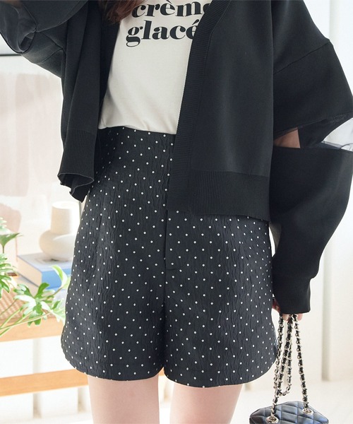 KOBE LETTUCE（コウベレタス）の「ドット刺繍ハイウエストショートパンツ（その他パンツ・レディース・グレー/ブラック/ネイビー・M）」の4枚目の写真