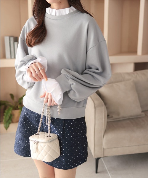 KOBE LETTUCE（コウベレタス）の「ドット刺繍ハイウエストショートパンツ（その他パンツ・レディース・グレー/ブラック/ネイビー・M）」の7枚目の写真