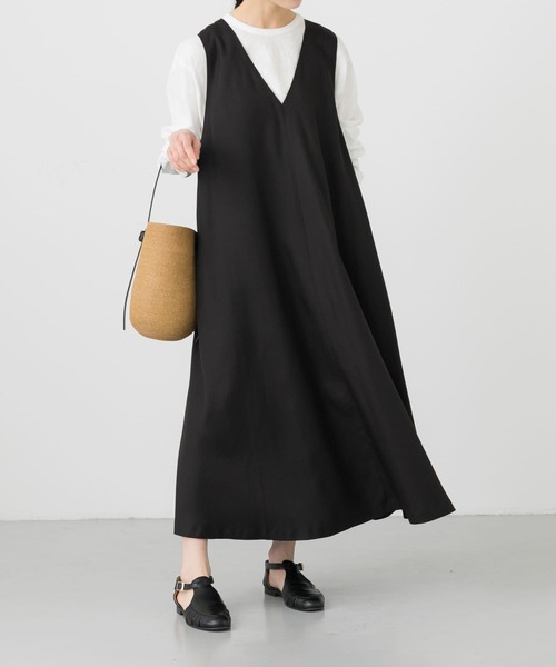 美品人気★かぐれ ロングワンピース リヨセル Aライン フレア ウォッシャブル 美品人気☆かぐれ ロングワンピース リヨセル Aライン フレア