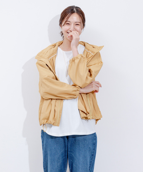 Jayro（ジャイロ）の「ナイロンUVギャザーネックブルゾン（ナイロンジャケット・レディース・ネイビー/イエロー/ホワイト系その他・FREE）」の20枚目の写真