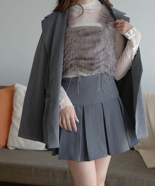 Ambre Neige(アンブルネージュ)の「drawstring tulle bustier / ドロストチュールビスチェ(その他トップス・レディース・ライトグレー/ベビーピンク/オフホワイト/グレー・FREE)」の3枚目の写真