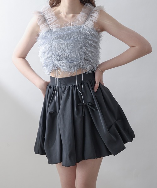 トップス TULLE DECORATIVE BUSTIER TULLE DECORATIVE BUSTIER/チュールデコラティブビスチェ（T