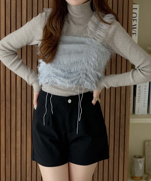 ⭐︎タグ付き新品⭐︎正規品⭐︎ポローラ　クロスチュールビスチェ Ambre Neige（アンブルネージュ）の「drawstring tulle bustier