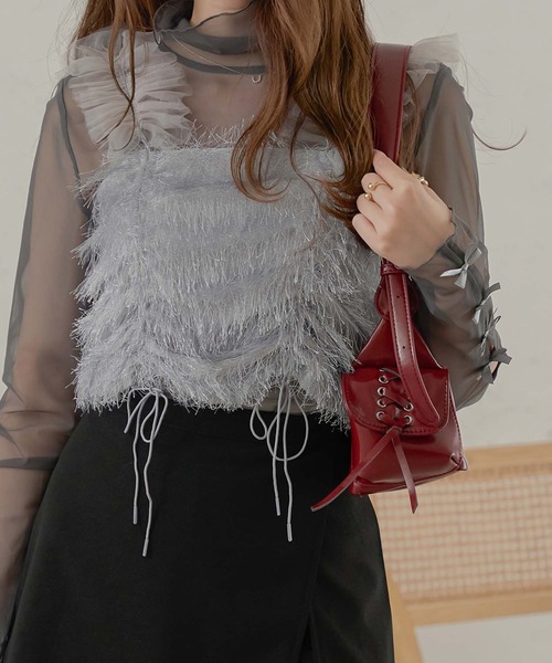 Ambre Neige(アンブルネージュ)の「drawstring tulle bustier / ドロストチュールビスチェ(その他トップス・レディース・ライトグレー/ベビーピンク/オフホワイト/グレー・FREE)」の7枚目の写真