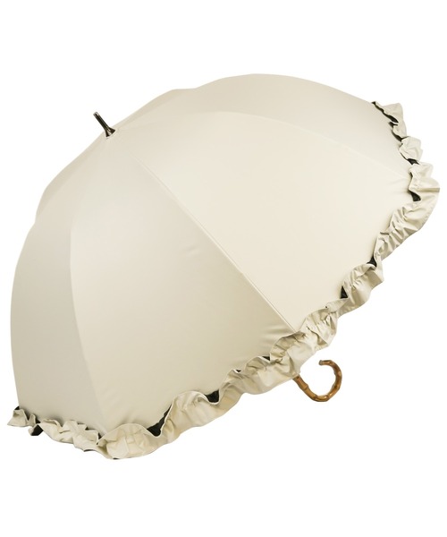 macocca(マコッカ)の「完全遮光 遮光率100% UVカット率100% 晴雨兼用 ショート傘 フリル 50cm(長傘・レディース・グレイッシュベージュ/モカ/オフホワイト/ブラック・FREE)」の6枚目の写真