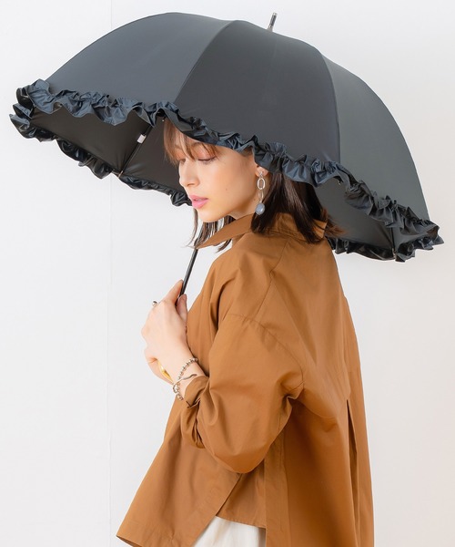 macocca(マコッカ)の「完全遮光 遮光率100% UVカット率100% 晴雨兼用 ショート傘 フリル 50cm(長傘・レディース・グレイッシュベージュ/モカ/オフホワイト/ブラック・FREE)」の9枚目の写真