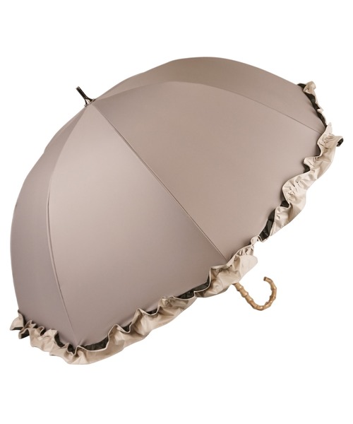 macocca(マコッカ)の「完全遮光 遮光率100% UVカット率100% 晴雨兼用 ショート傘 フリル 50cm(長傘・レディース・グレイッシュベージュ/モカ/オフホワイト/ブラック・FREE)」の22枚目の写真