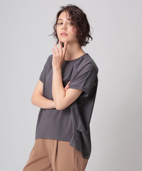 tシャツ 異素材スリーブカットトップス レディース NANO universe tシャツ 異素材コンビフリルスリーブカット