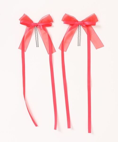 Catherine Cottage（キャサリンコテージ）の「【ZOZO限定】ロングリボンUピン2本セット（ヘアピン・レディース・ホワイト/ピンク/レッド/イエロー/ブラック/ライラック/サックスブルー/グリーン・FREE）」の8枚目の写真