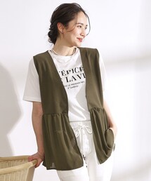 DRESKIP | 【2点セット】大人のフェミニンカジュアルに　ペプラムジレ＋ロゴTシャツ(その他トップス)