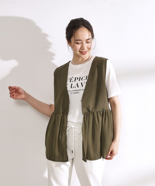 DRESKIP（ドレスキップ）の「◆【2点セット】大人のフェミニンカジュアルに　ペプラムジレ＋ロゴTシャツ（その他トップス・レディース・ブルー/カーキ/ブラック・04/03/02）」の11枚目の写真