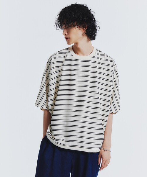 tk.TAKEO KIKUCHI（ティーケータケオキクチ）の「◆ボーダードルマンカットソー（Tシャツ/カットソー・メンズ・ホワイト系5/ブラック系2/ピンク系7・88）」の2枚目の写真