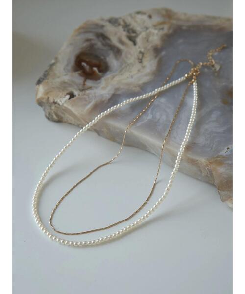 earth music&ecology（アースミュージックアンドエコロジー）の「パールチェーン2連ネックレス（ネックレス・レディース・シルバー/ゴールド・FREE）」の7枚目の写真