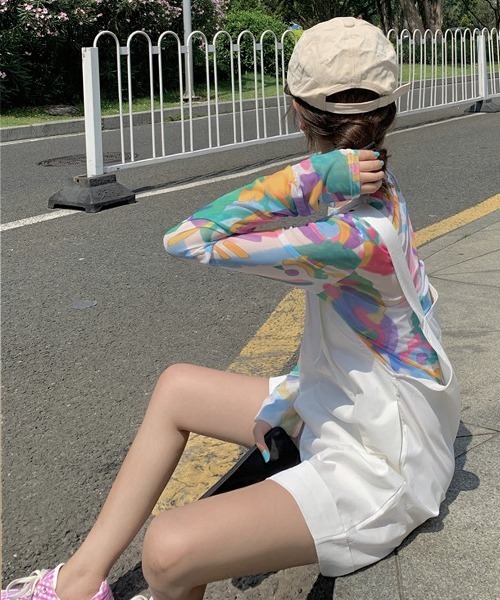 Mayree（メイリー）の「【Mayree】マルチ柄メッシュトップス（Tシャツ/カットソー・レディース・マルチ・FREE）」の4枚目の写真