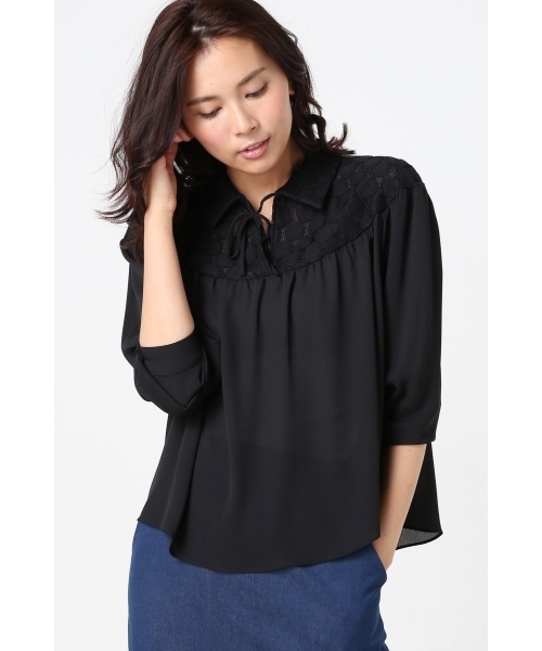 La TOTALITE（ラトータリテ）の「SONOコラボ フォークロアサックブラウス◆（シャツ/ブラウス・レディース・ブラック/ホワイト・FREE）」の2枚目の写真