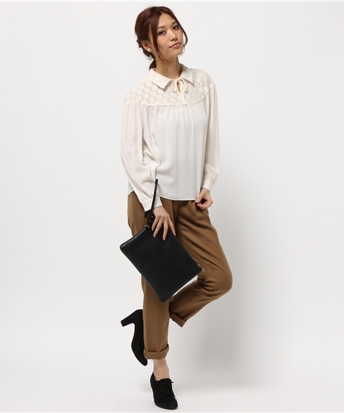 La TOTALITE（ラトータリテ）の「SONOコラボ フォークロアサックブラウス◆（シャツ/ブラウス・レディース・ブラック/ホワイト・FREE）」の5枚目の写真