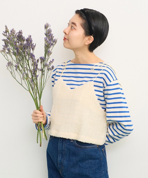 Dot＆Stripes CHILD WOMAN（ドットアンドストライプス　チャイルドウーマン）の「チュール風 接結ニットキャミ（キャミソール・レディース・アイボリー・FREE）」の2枚目の写真
