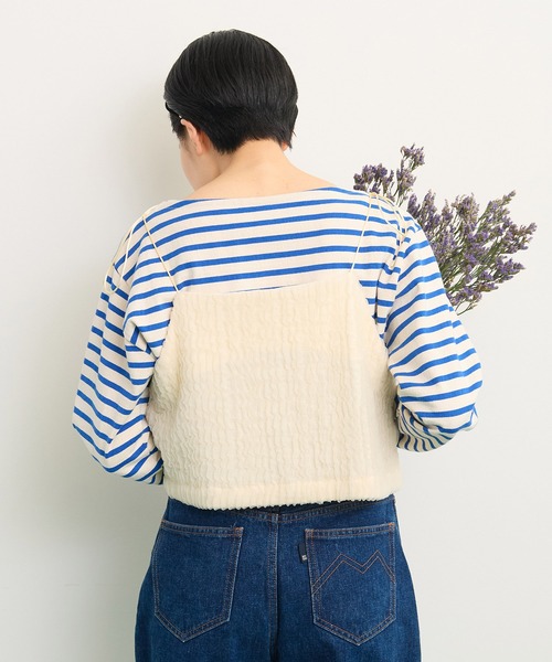 Dot＆Stripes CHILD WOMAN（ドットアンドストライプス　チャイルドウーマン）の「チュール風 接結ニットキャミ（キャミソール・レディース・アイボリー・FREE）」の4枚目の写真
