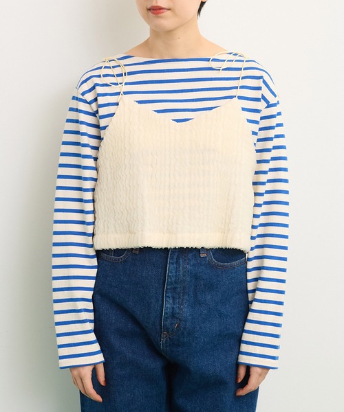 Dot＆Stripes CHILD WOMAN（ドットアンドストライプス　チャイルドウーマン）の「チュール風 接結ニットキャミ（キャミソール・レディース・アイボリー・FREE）」の9枚目の写真