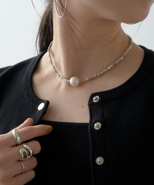 Omekashi（オメカシ）の「ストーンパールネックレス（ネックレス・レディース・シルバー・ONE SIZE）」の6枚目の写真