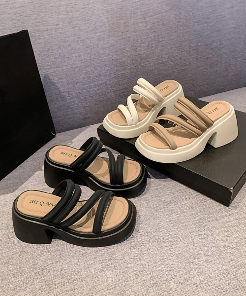 Miniministore(ミニミニストア)の「ミュールサンダル 厚底 太ヒール 美脚夏(サンダル・レディース・アイボリー/ブラック/ダークベージュ・24.5cm/23.0cm/22.5cm/25.0cm/24.0cm/23.5cm)」の19枚目の写真