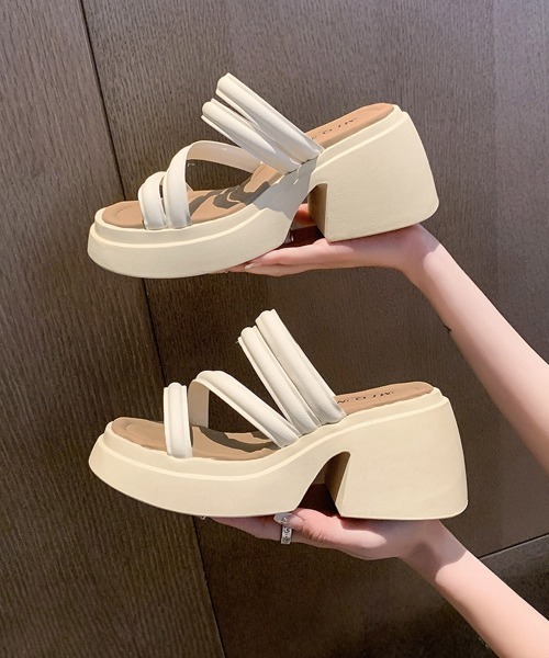 Miniministore(ミニミニストア)の「ミュールサンダル 厚底 太ヒール 美脚夏(サンダル・レディース・アイボリー/ブラック/ダークベージュ・24.5cm/23.0cm/22.5cm/25.0cm/24.0cm/23.5cm)」の22枚目の写真