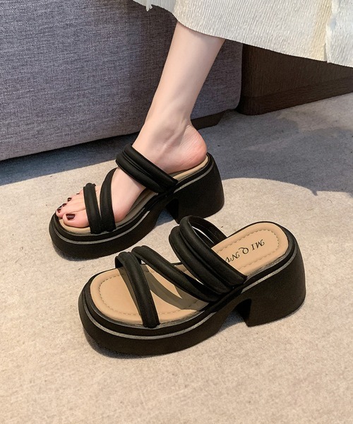 Miniministore(ミニミニストア)の「ミュールサンダル 厚底 太ヒール 美脚夏(サンダル・レディース・アイボリー/ブラック/ダークベージュ・24.5cm/23.0cm/22.5cm/25.0cm/24.0cm/23.5cm)」の15枚目の写真