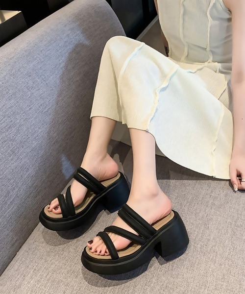 Miniministore(ミニミニストア)の「ミュールサンダル 厚底 太ヒール 美脚夏(サンダル・レディース・アイボリー/ブラック/ダークベージュ・24.5cm/23.0cm/22.5cm/25.0cm/24.0cm/23.5cm)」の16枚目の写真