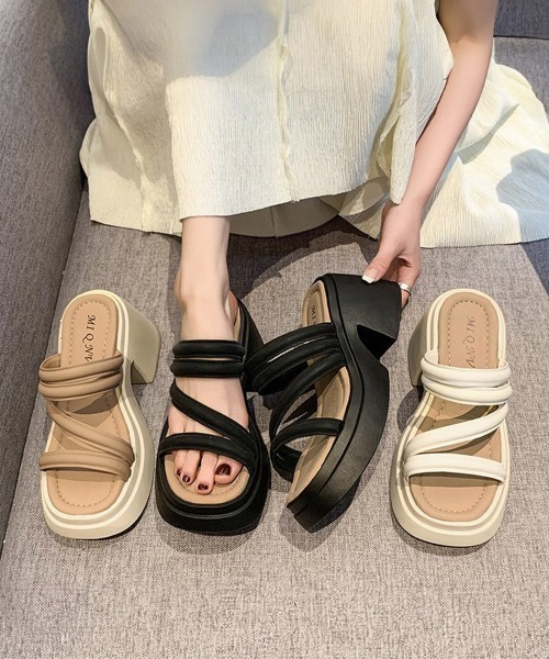Miniministore(ミニミニストア)の「ミュールサンダル 厚底 太ヒール 美脚夏(サンダル・レディース・アイボリー/ブラック/ダークベージュ・24.5cm/23.0cm/22.5cm/25.0cm/24.0cm/23.5cm)」の18枚目の写真